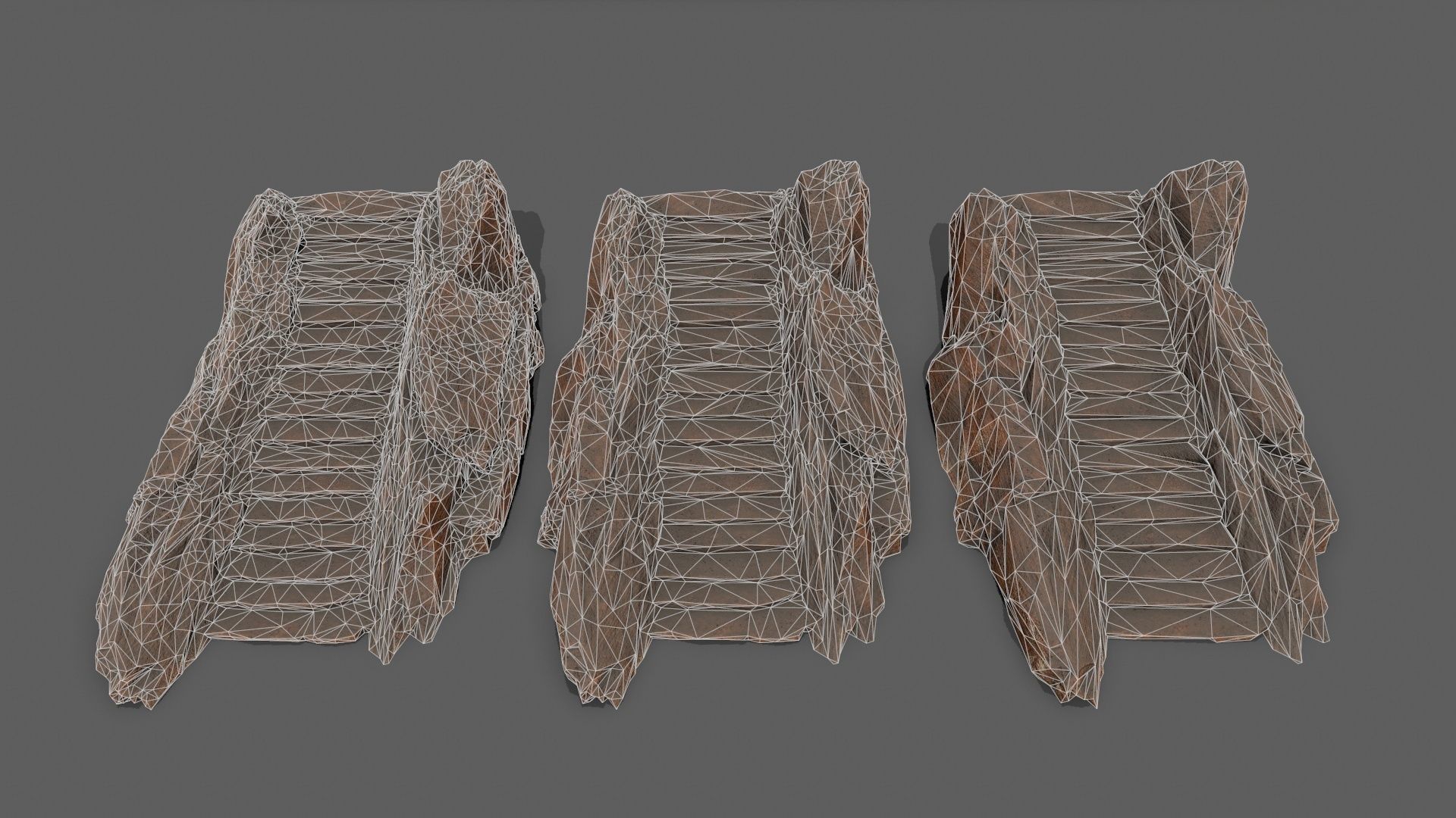 Stairs wooden staircase Low-poly 3D model_13