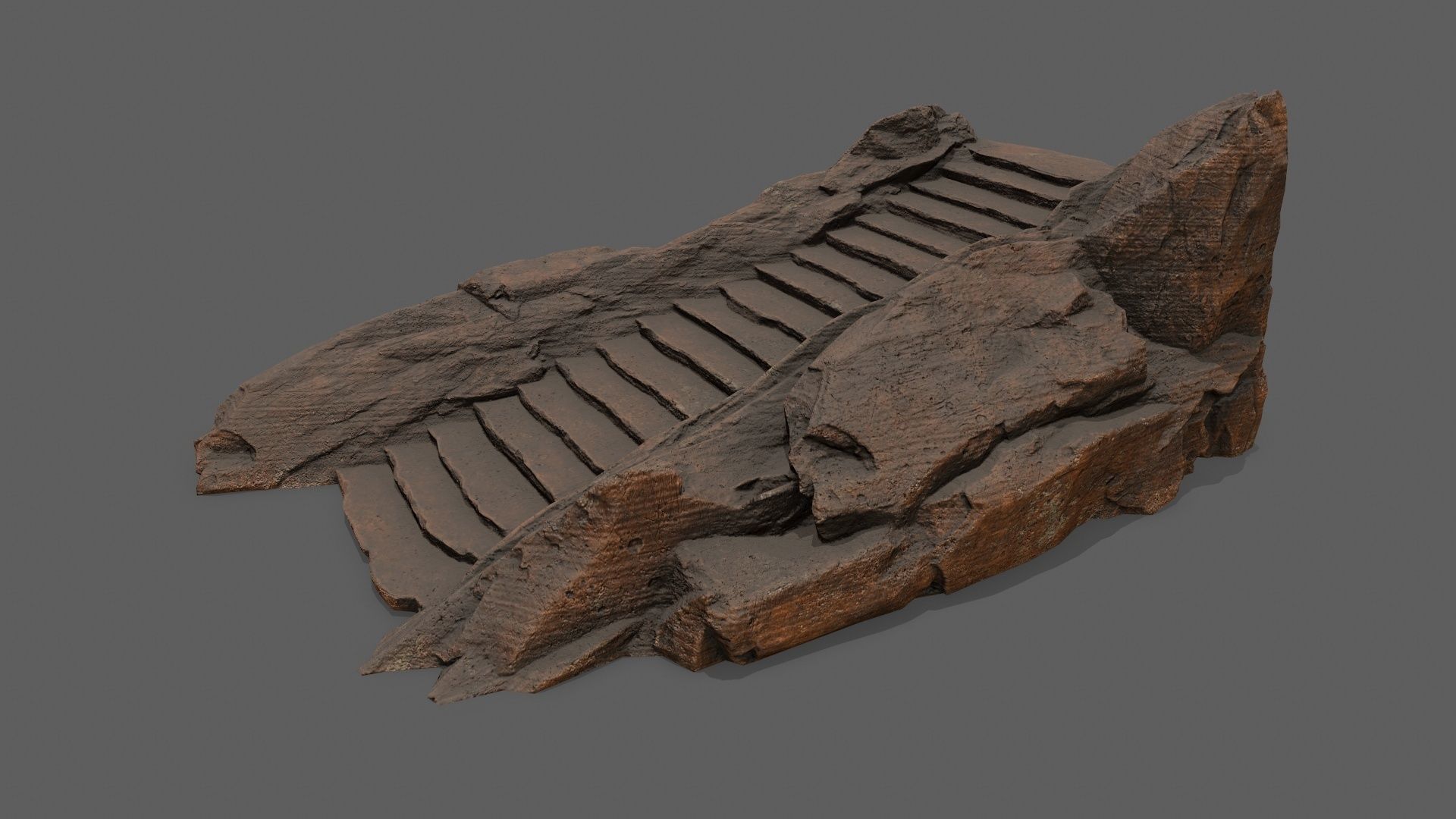 Stairs wooden staircase Low-poly 3D model_2