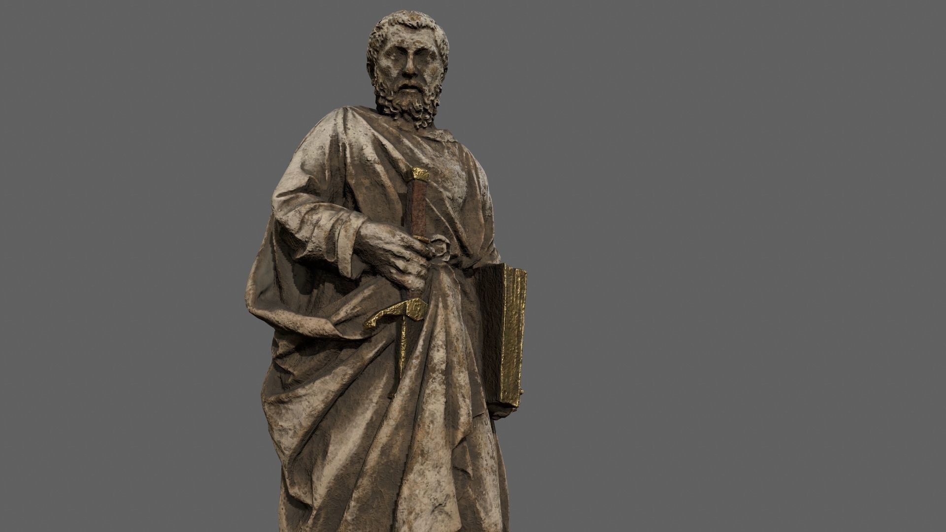 Old Man Statue Low-poly 3D model_2