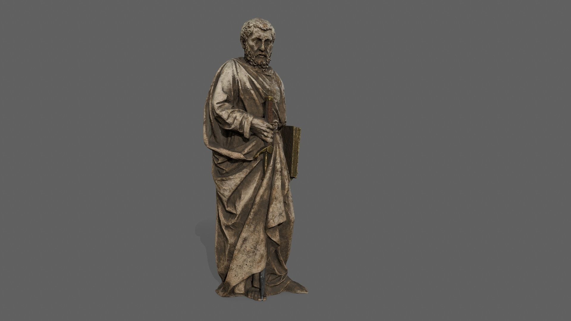 Old Man Statue Low-poly 3D model_5