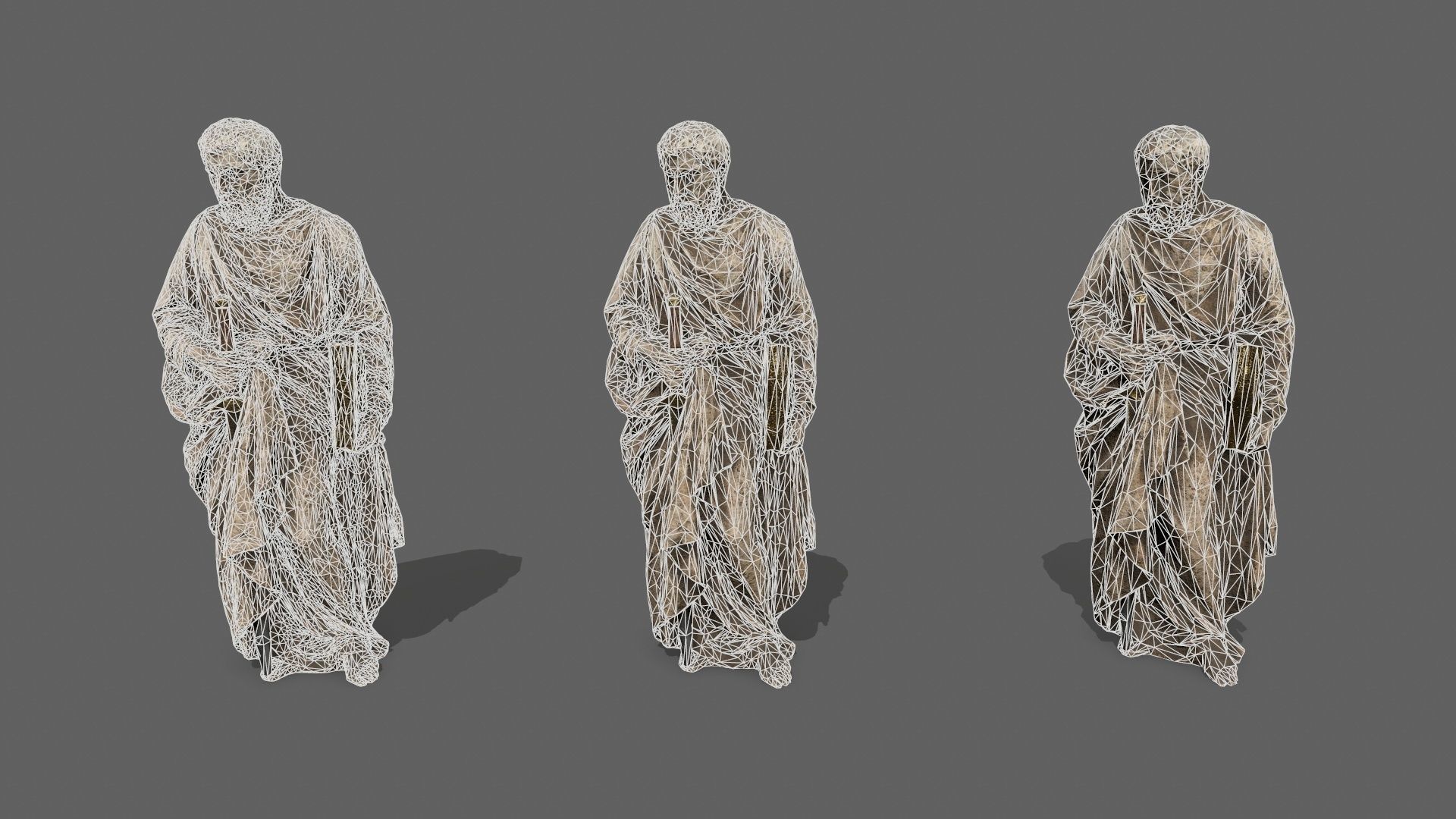 Old Man Statue Low-poly 3D model_11