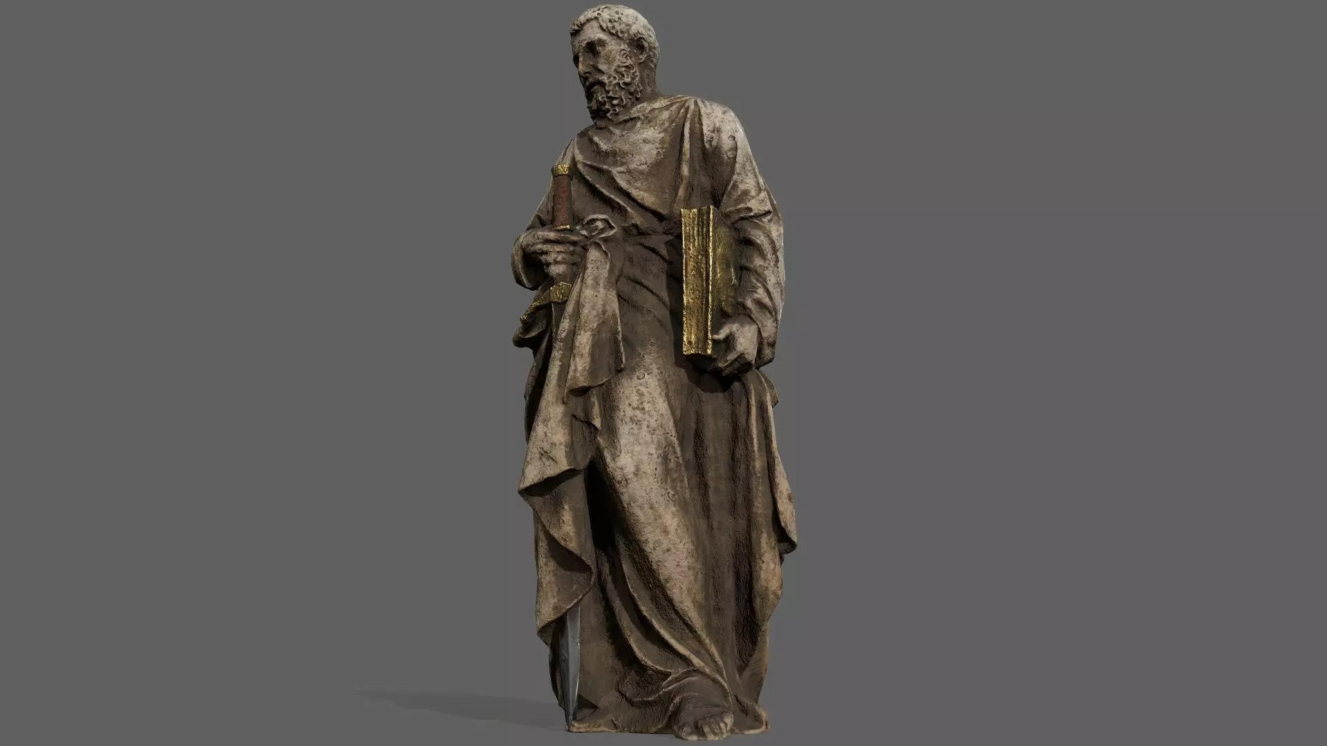 Old Man Statue Low-poly 3D model_0