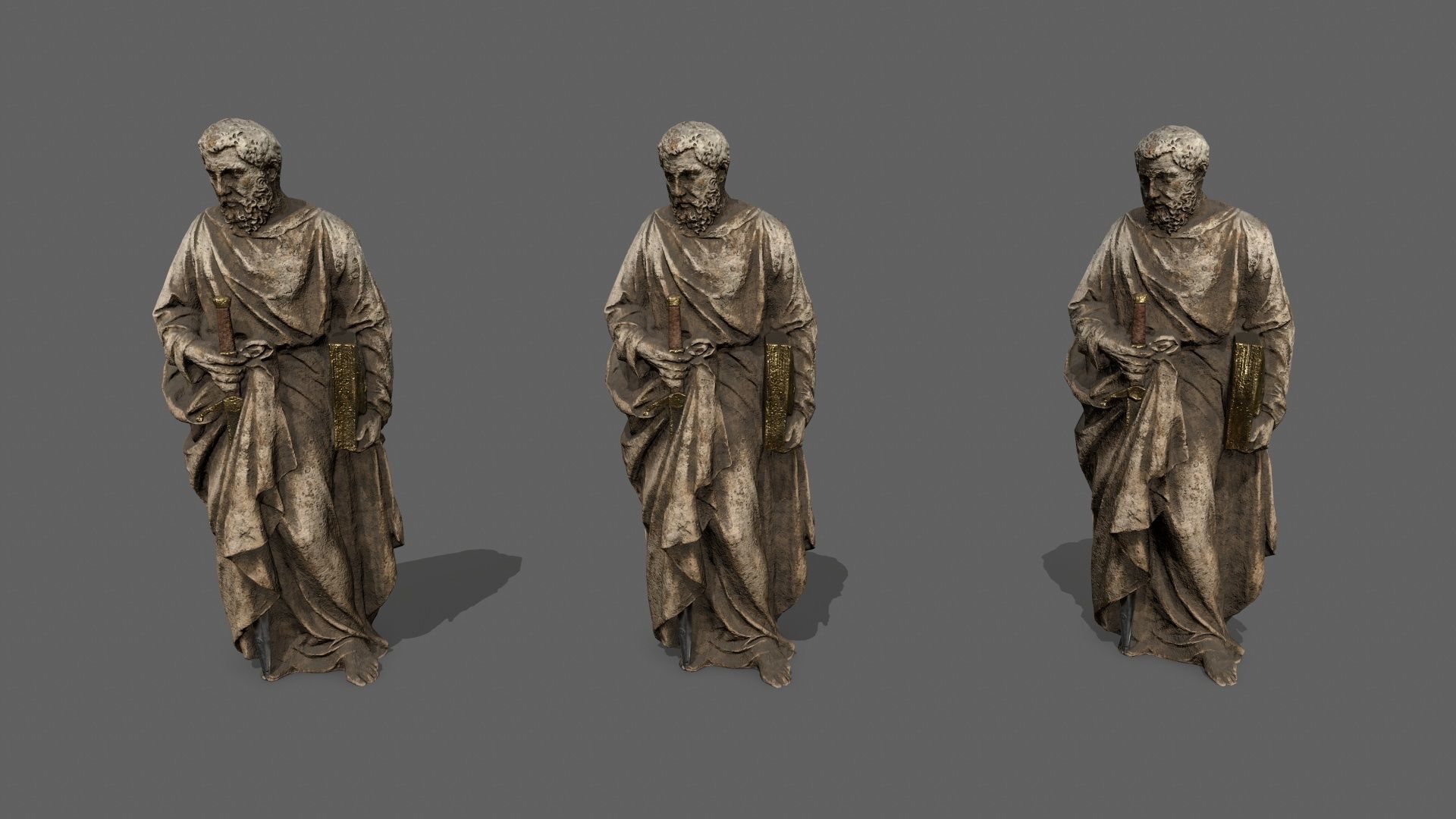 Old Man Statue Low-poly 3D model_10