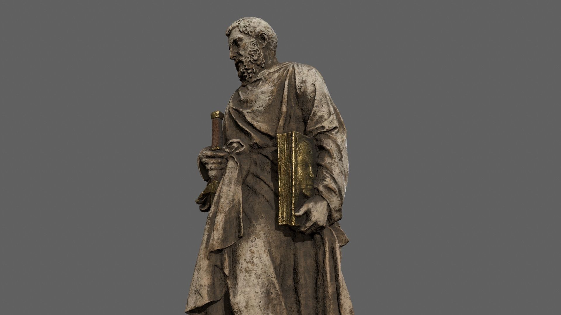 Old Man Statue Low-poly 3D model_1