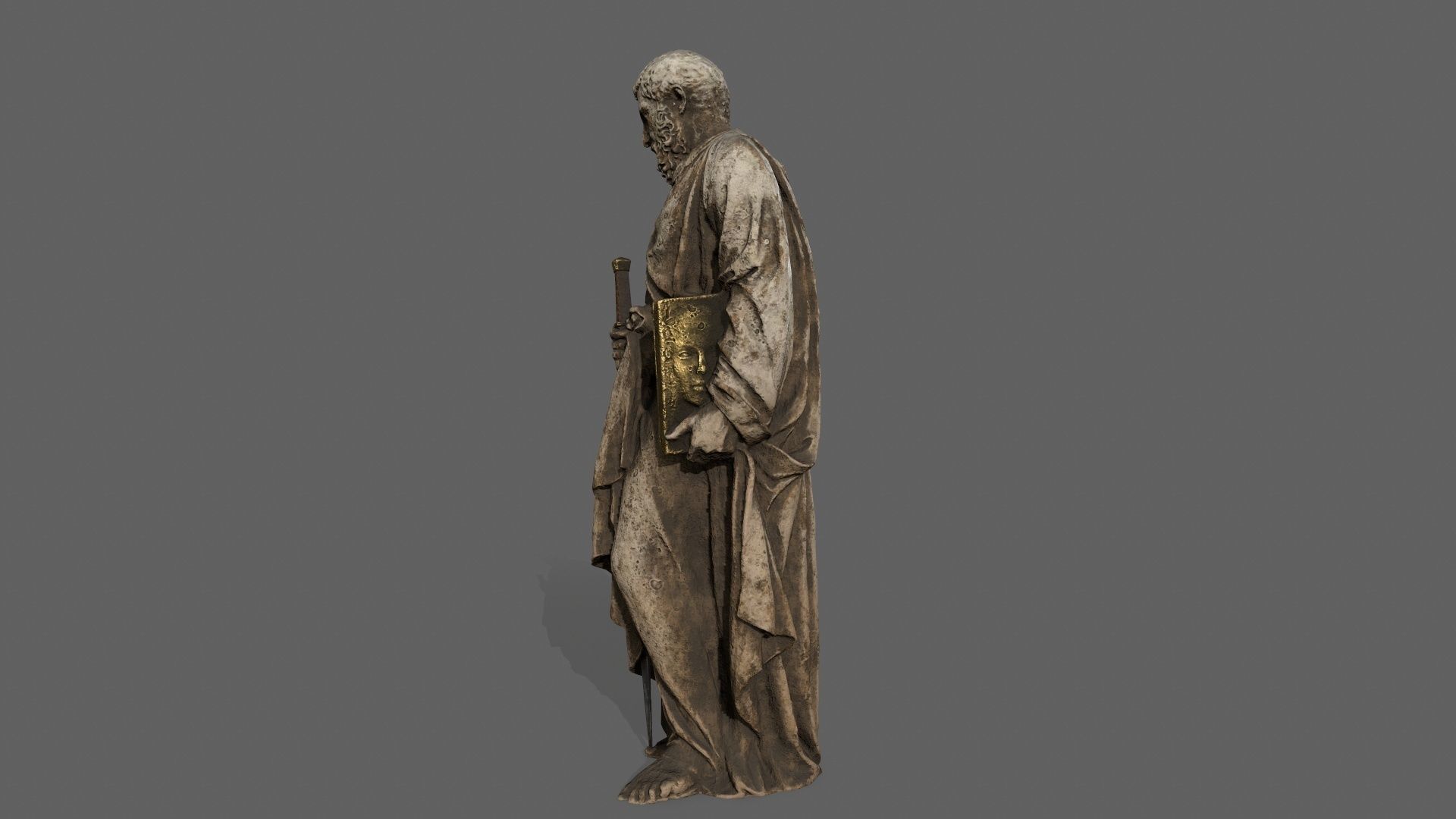 Old Man Statue Low-poly 3D model_9