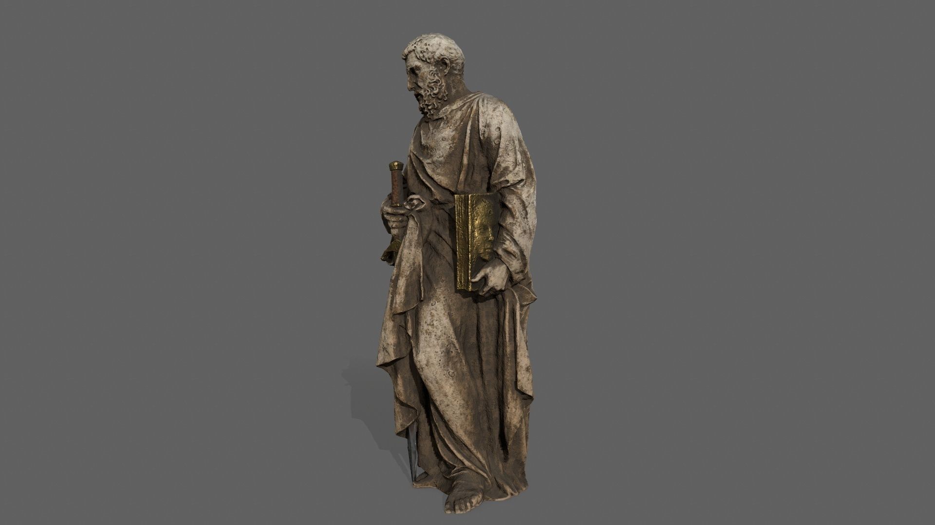 Old Man Statue Low-poly 3D model_3