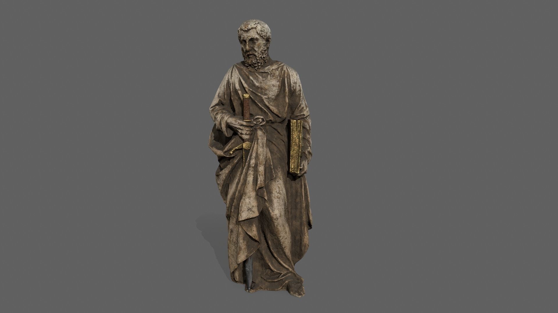 Old Man Statue Low-poly 3D model_4