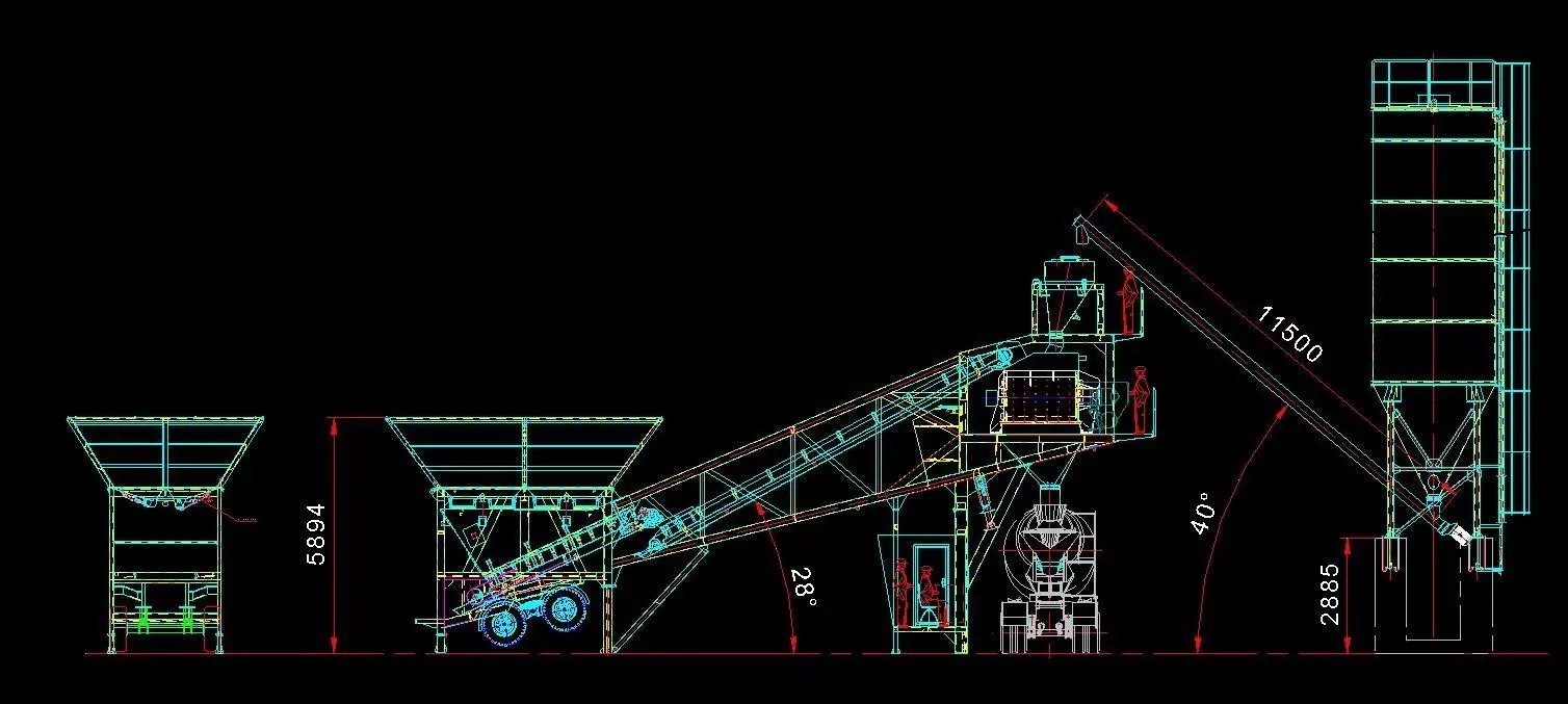 100m3 Mobile Concrete Batching Plant 3D model_0