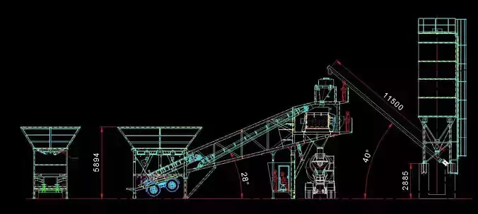 100m3 Mobile Concrete Batching Plant 3D model