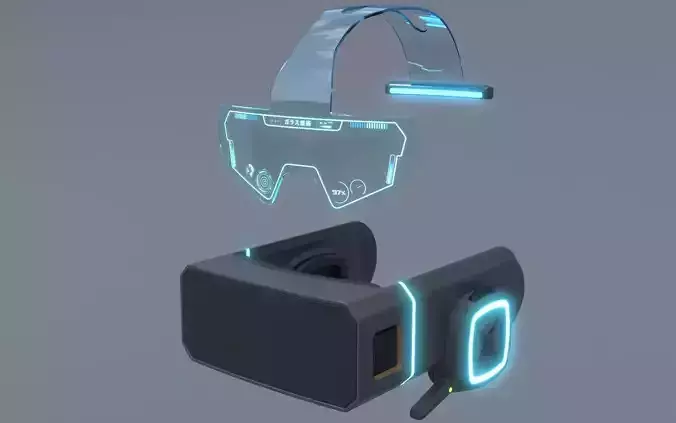  Military sci-fi helmet glasses and VR pack x2 3D Model Collection