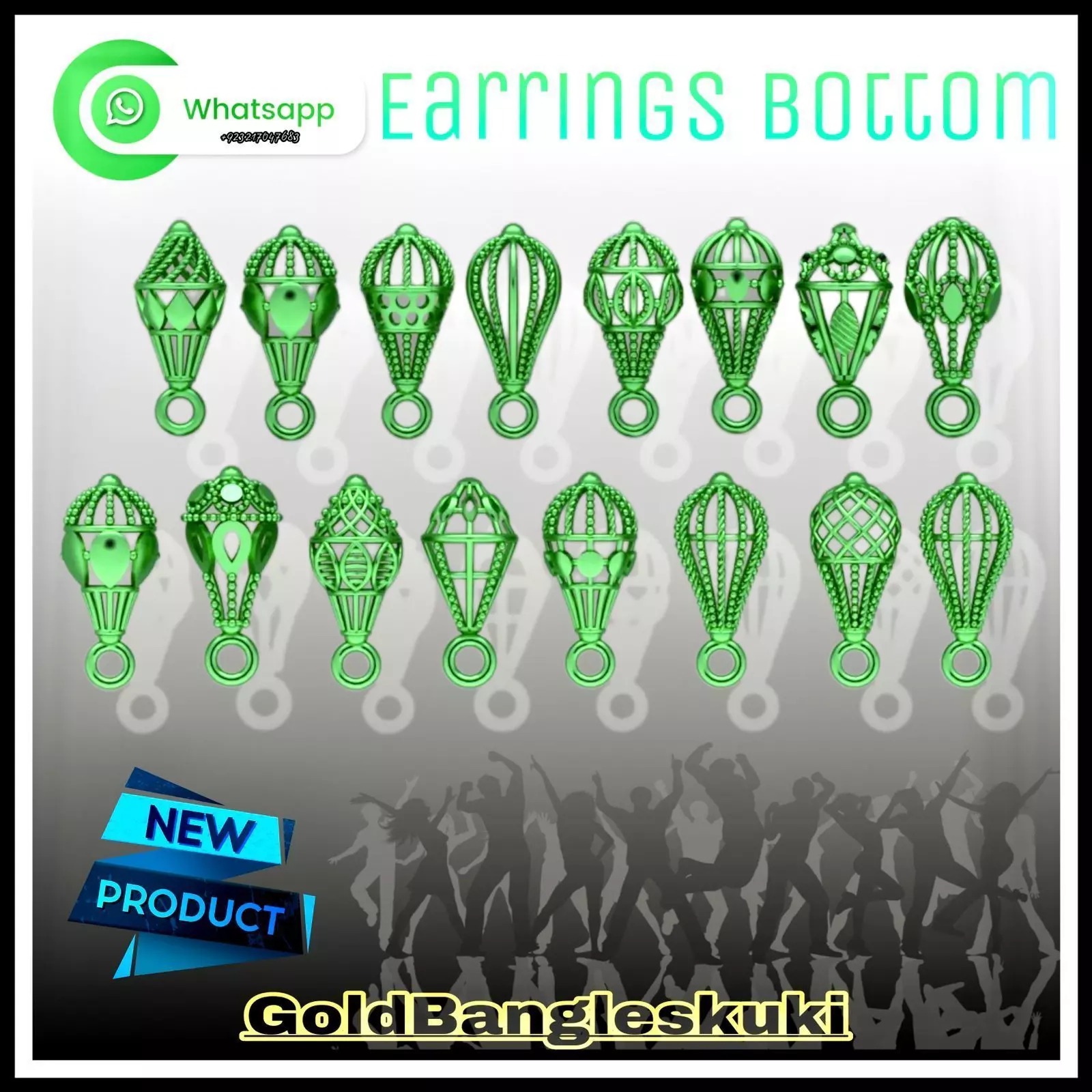 18 File Earring Bottom Jhomki light weight models  3D model_0