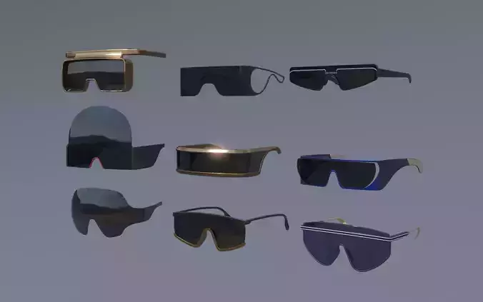 Fashion Sci fi glasses pack x9 3D Model Collection