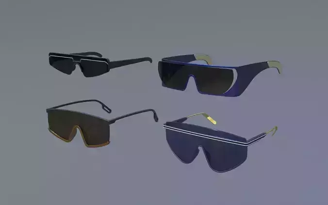 Fashion Sci fi glasses pack x4 3D Model Collection Fashion Sci fi glasses pack x4 3D Model Collection