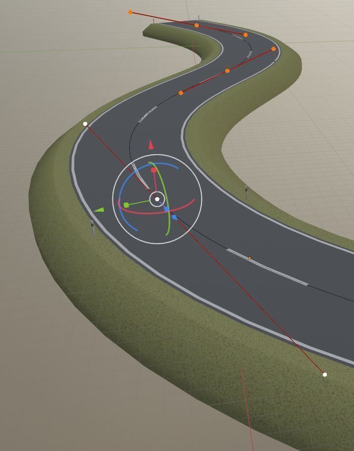 Editable Road with Delineators - Curve Based Low-poly 3D model_3
