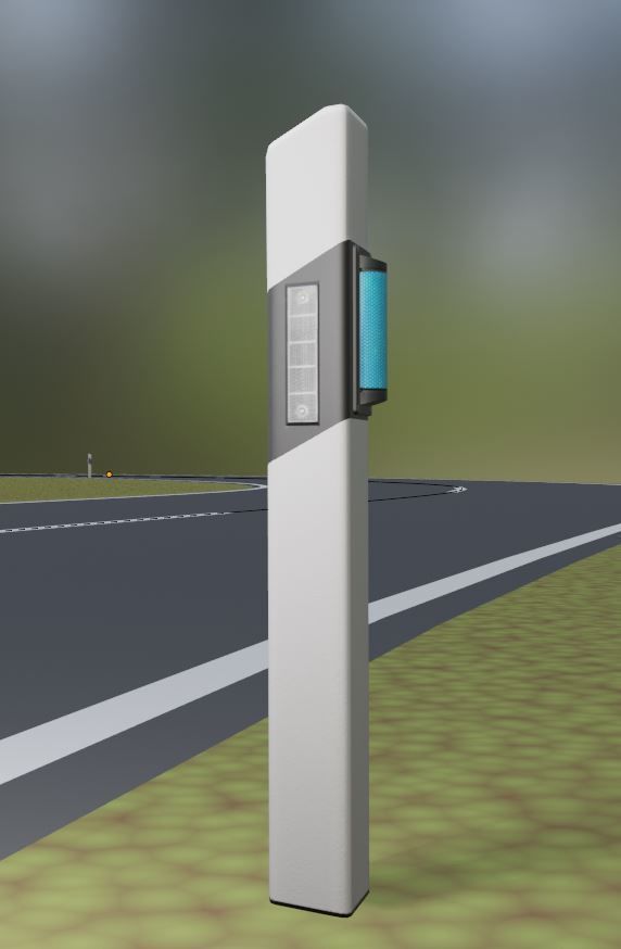 Editable Road with Delineators - Curve Based Low-poly 3D model_4