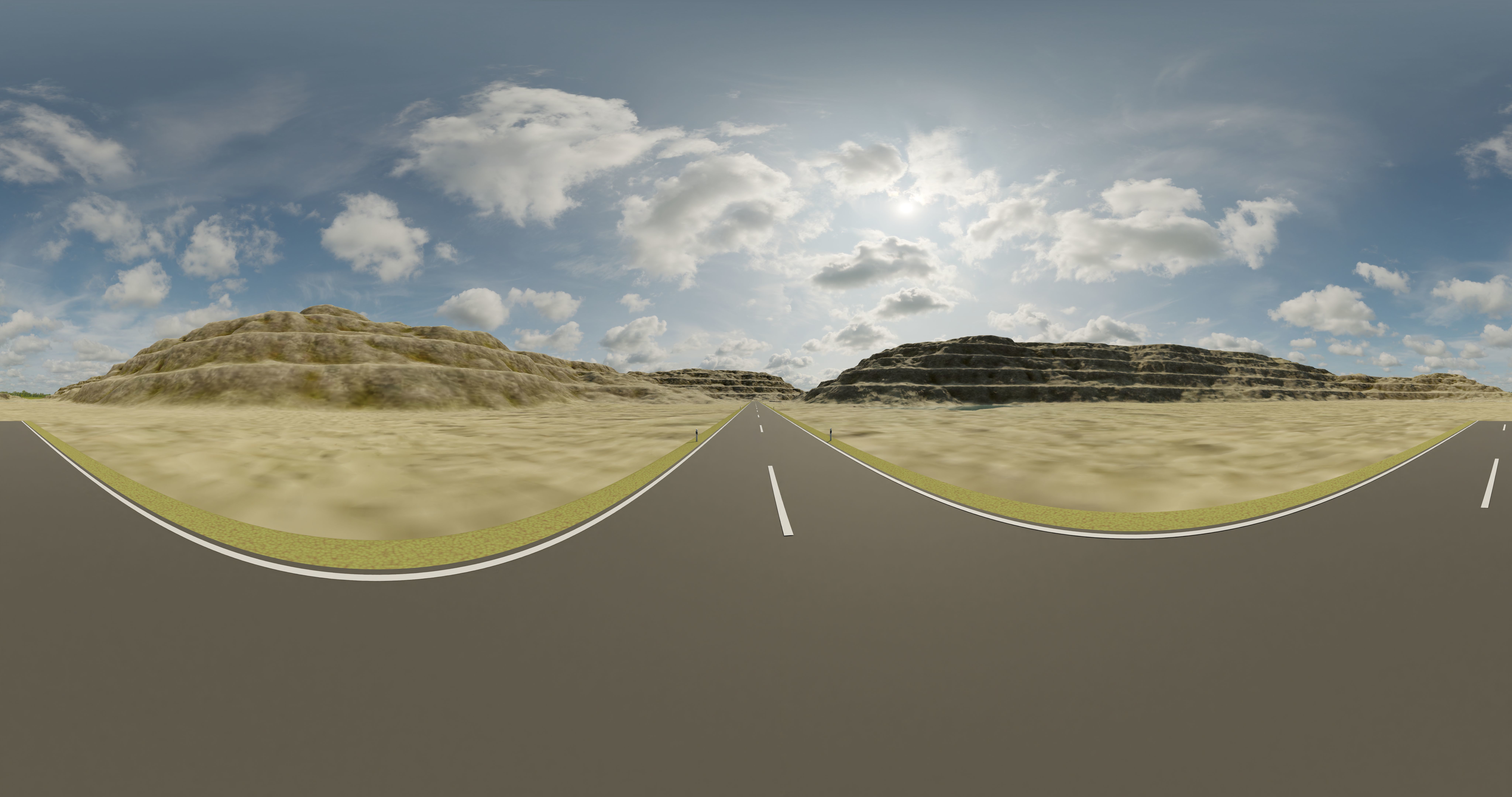 Editable Road with Delineators - Curve Based Low-poly 3D model_5