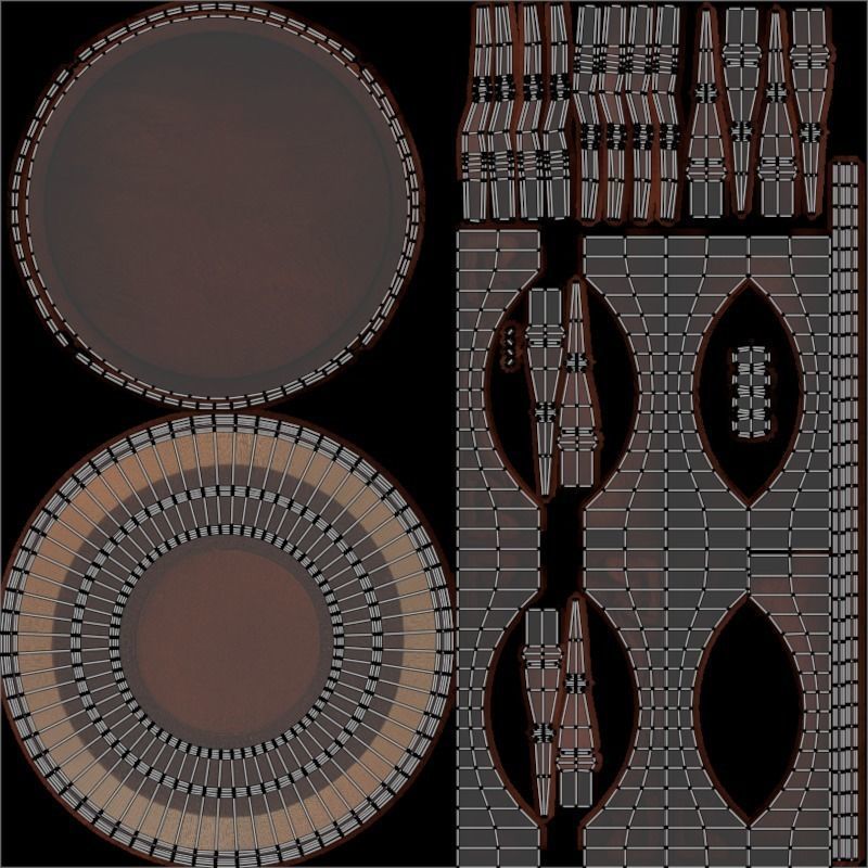 Antique Table 02 Low-poly 3D model_6