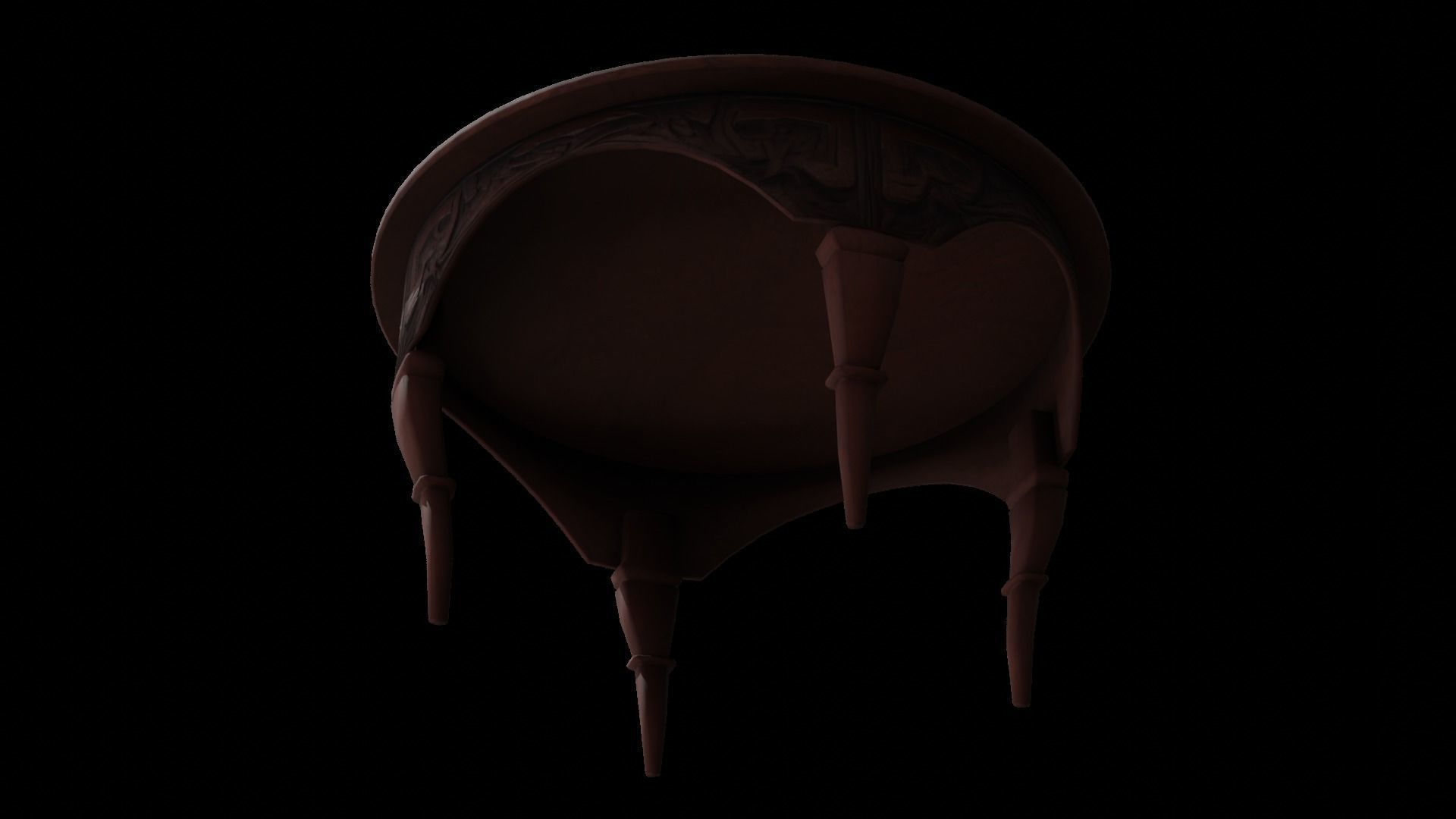 Antique Table 02 Low-poly 3D model_3