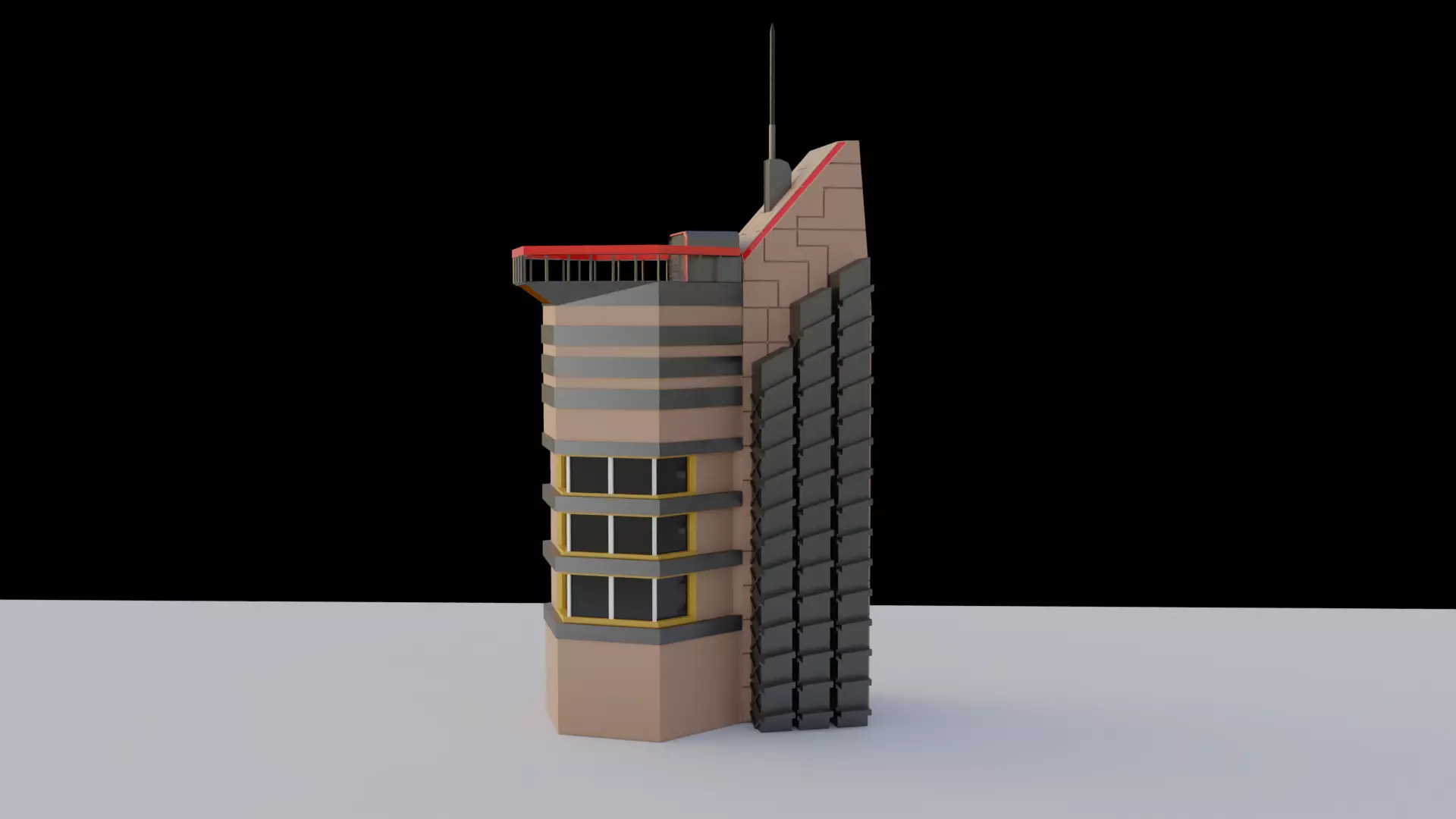 Low Poly Building tall Free low-poly 3D model