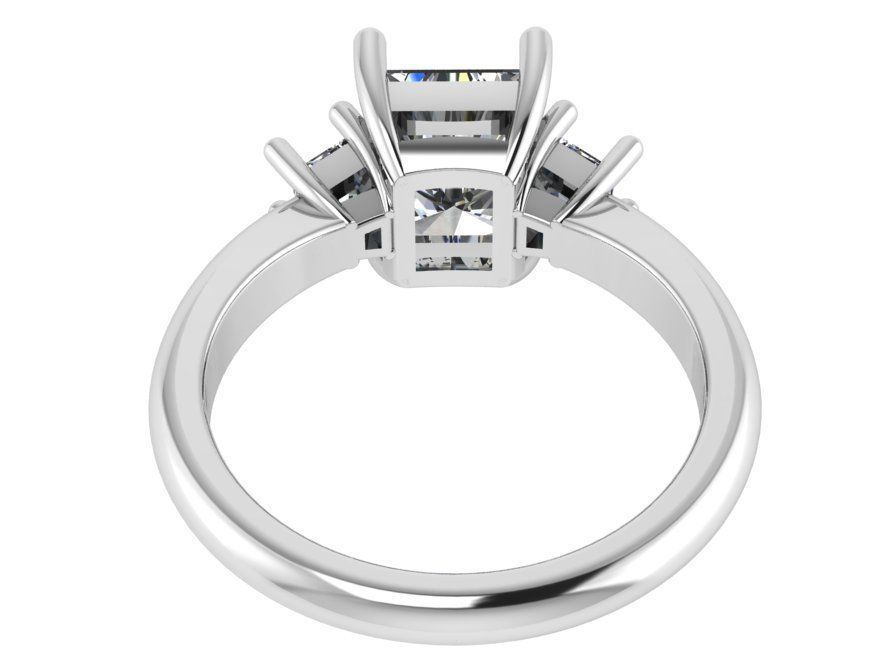 3-Stone Square Diamond ring 2703 3D print model 3D print model_3