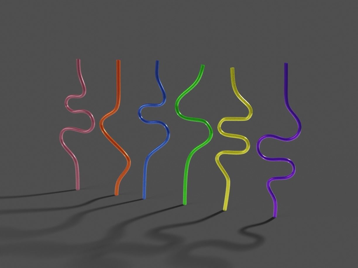 Silly Straws Batch 01 Low-poly 3D model_7