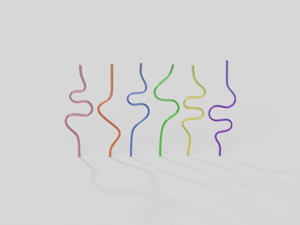 Silly Straws Batch 01 Low-poly 3D model_12