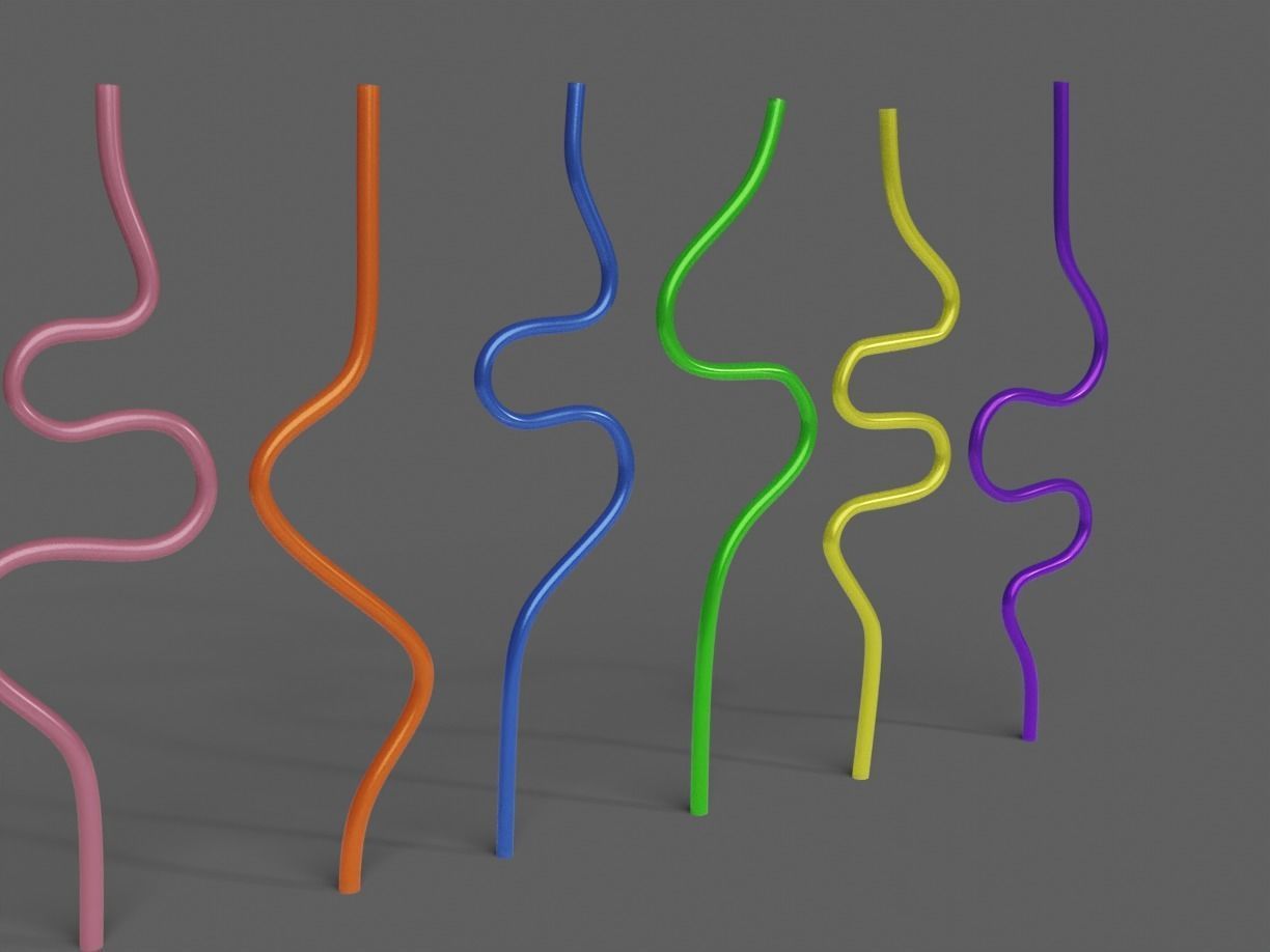 Silly Straws Batch 01 Low-poly 3D model_18