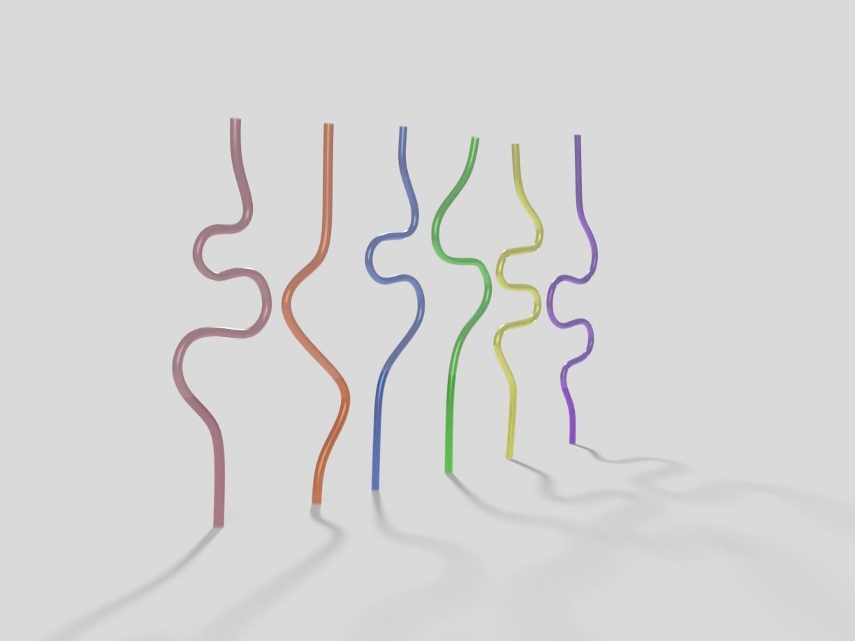Silly Straws Batch 01 Low-poly 3D model_11