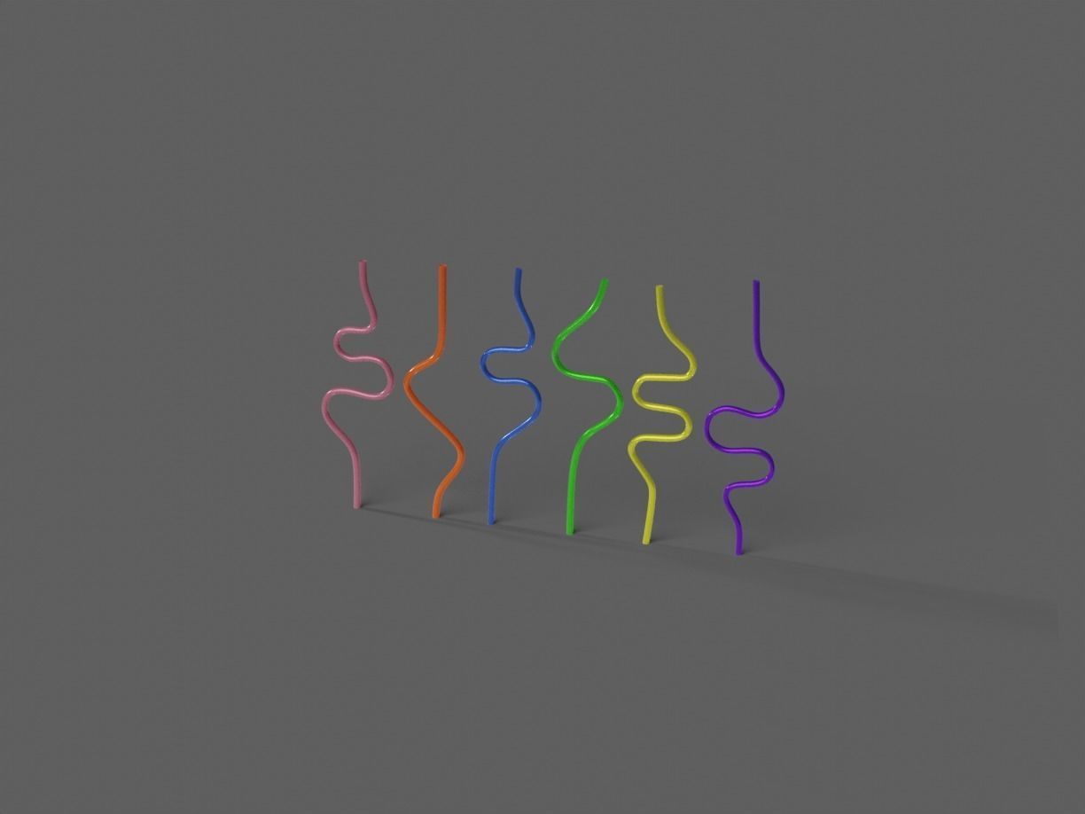 Silly Straws Batch 01 Low-poly 3D model_14
