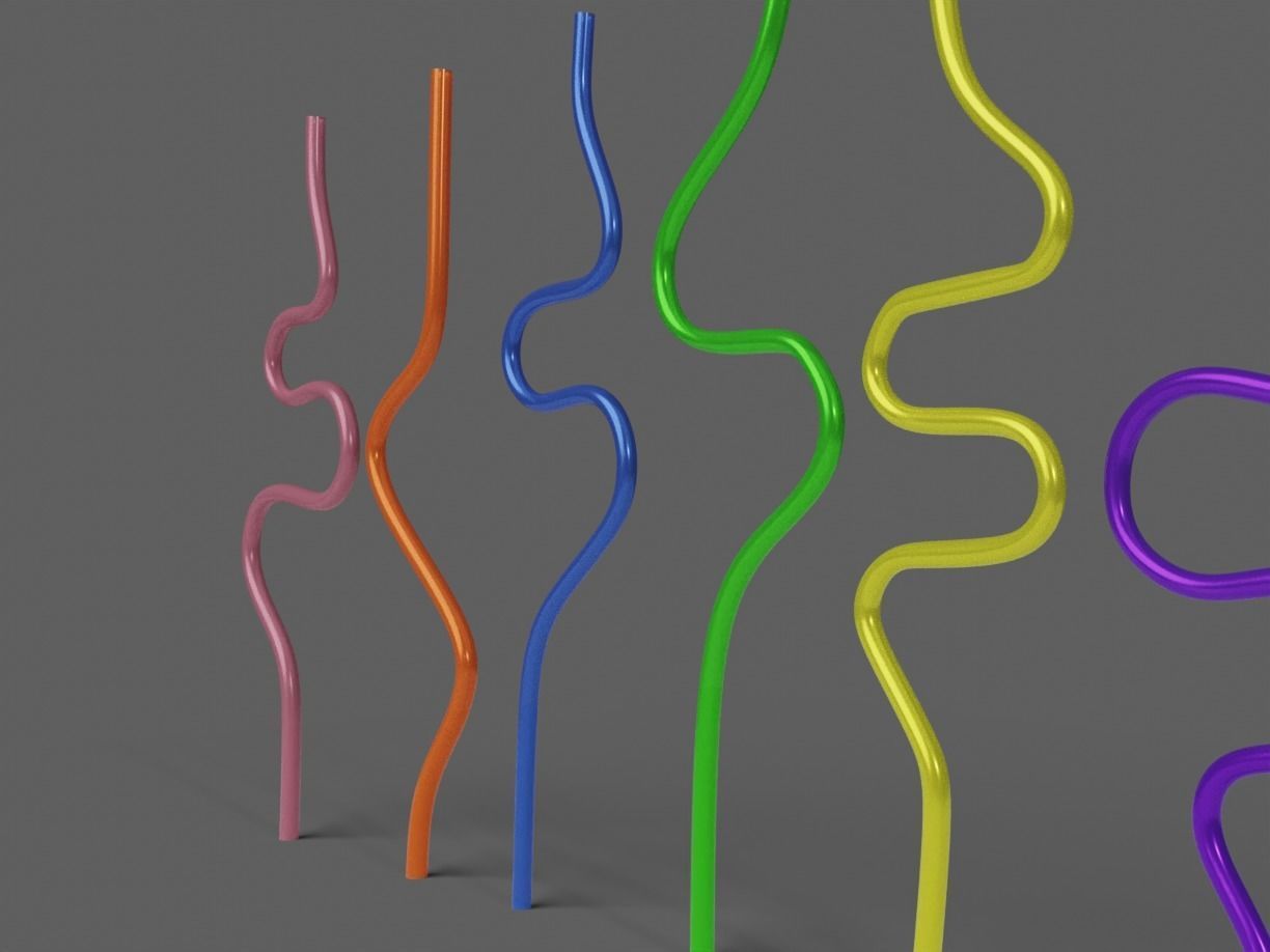 Silly Straws Batch 01 Low-poly 3D model_4