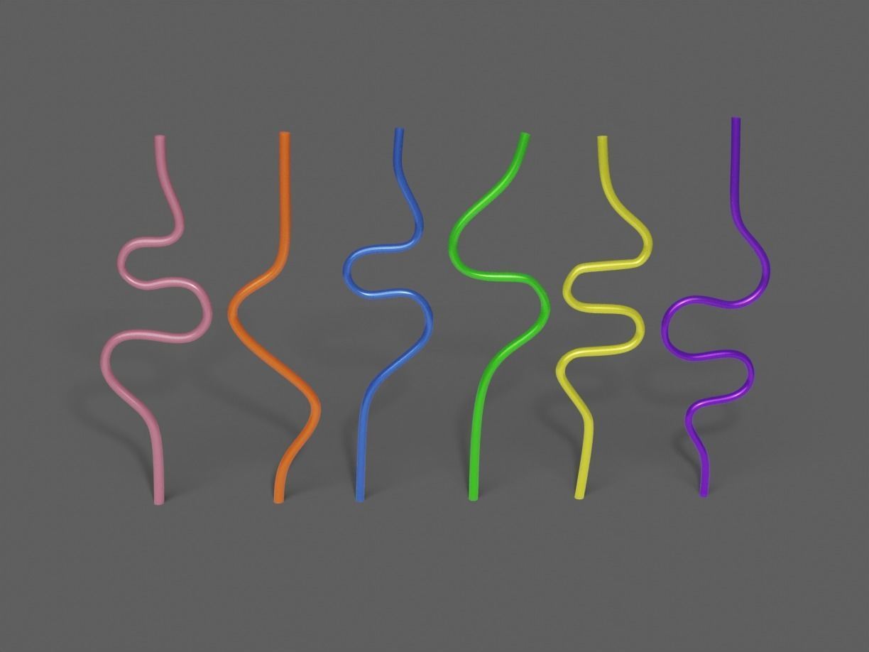 Silly Straws Batch 01 Low-poly 3D model_19