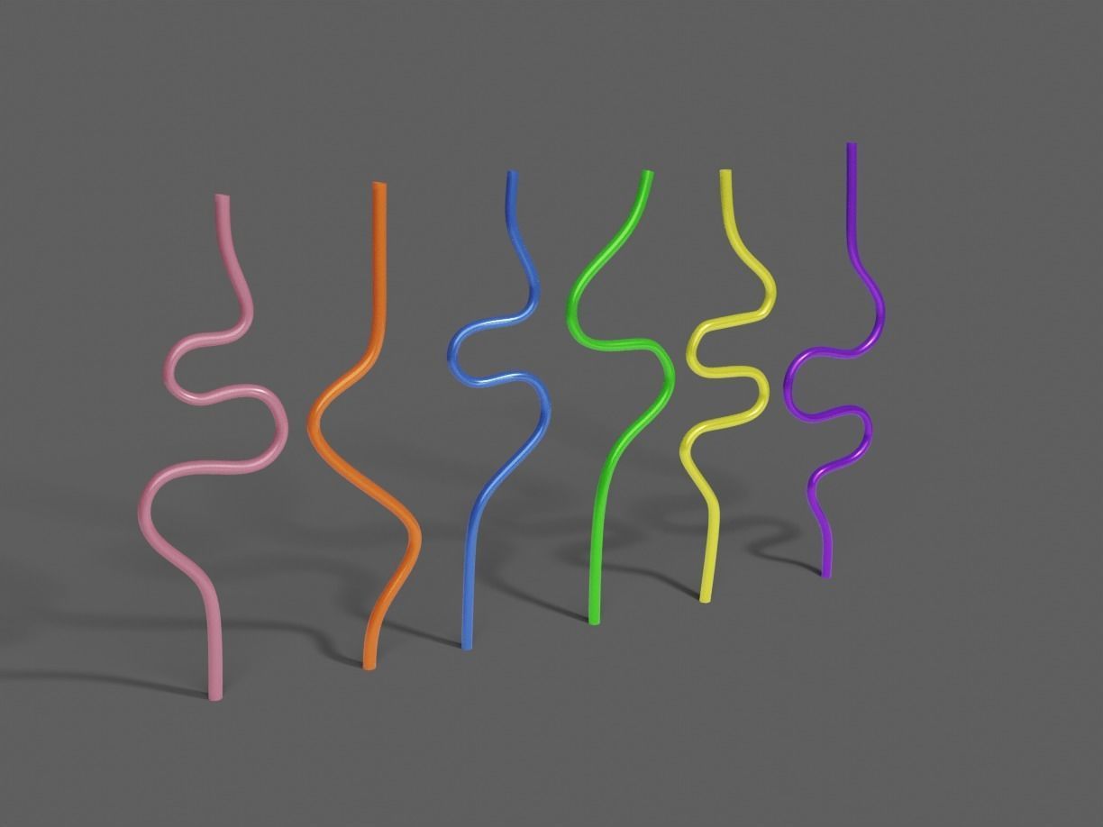 Silly Straws Batch 01 Low-poly 3D model_5