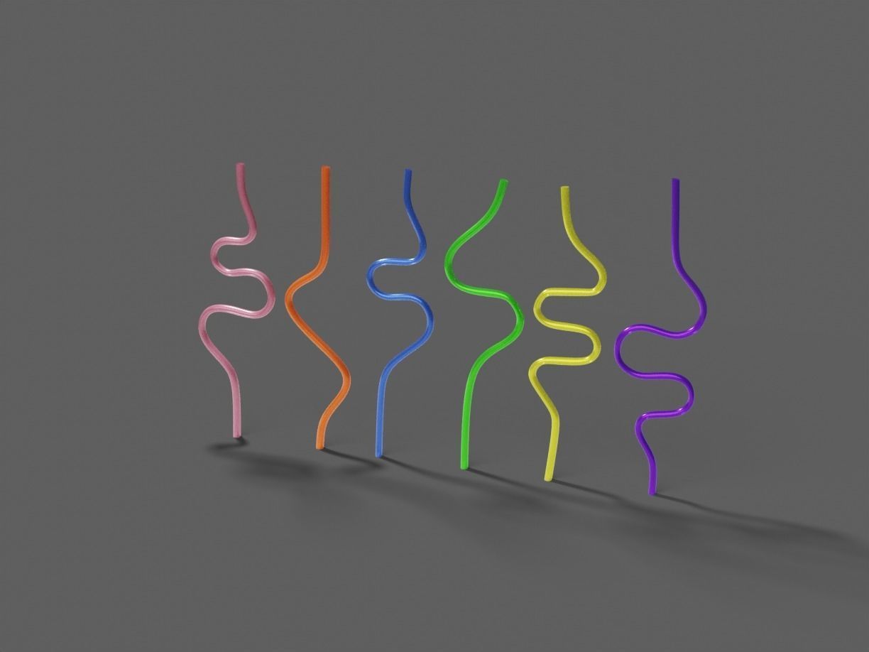 Silly Straws Batch 01 Low-poly 3D model_20