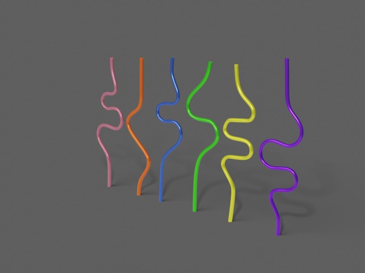Silly Straws Batch 01 Low-poly 3D model_10