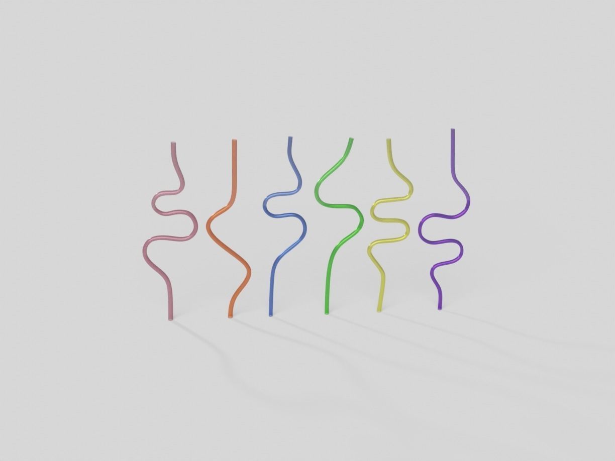 Silly Straws Batch 01 Low-poly 3D model_8
