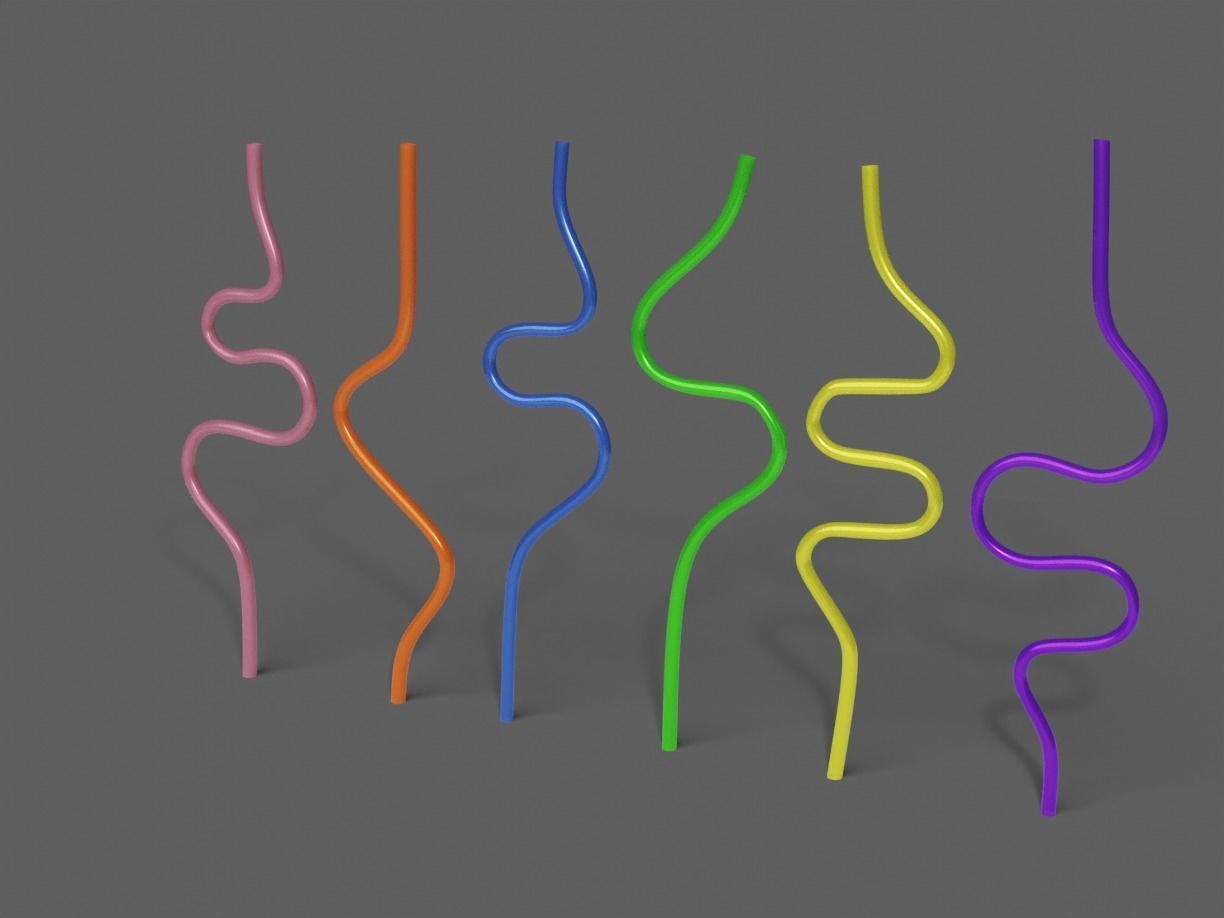 Silly Straws Batch 01 Low-poly 3D model_17