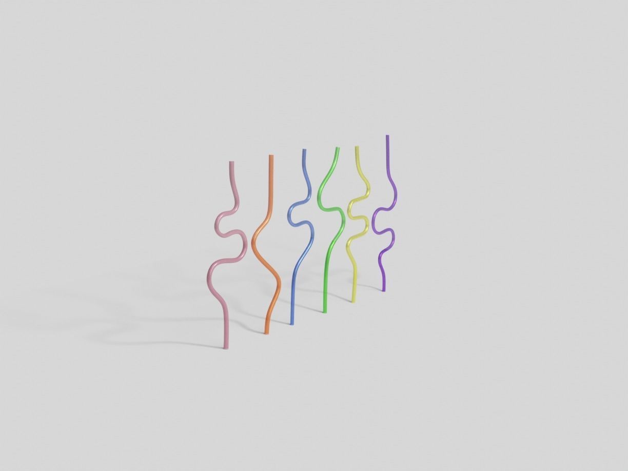 Silly Straws Batch 01 Low-poly 3D model_6