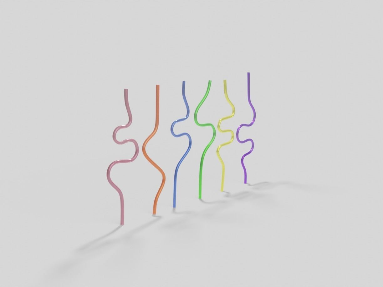 Silly Straws Batch 01 Low-poly 3D model_9