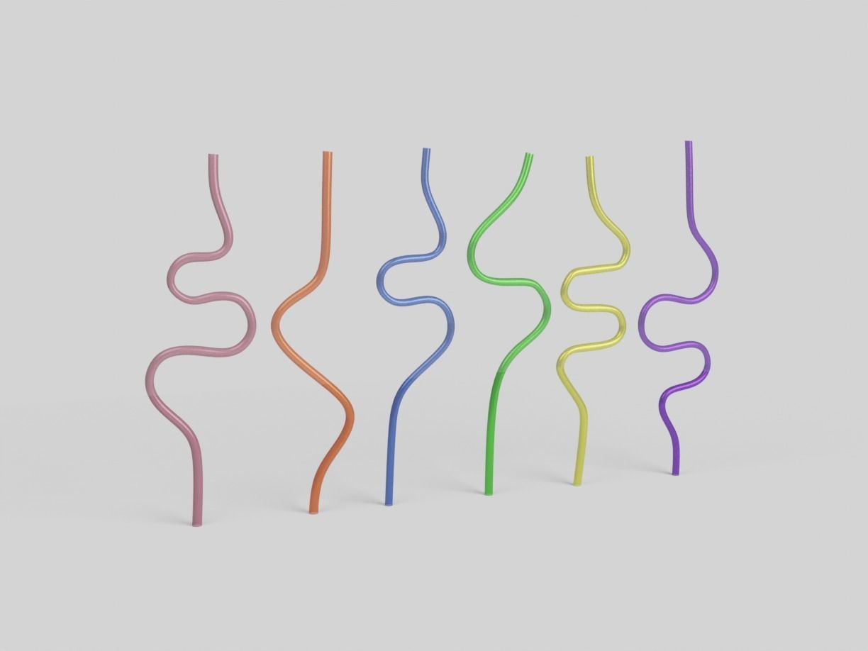 Silly Straws Batch 01 Low-poly 3D model_2