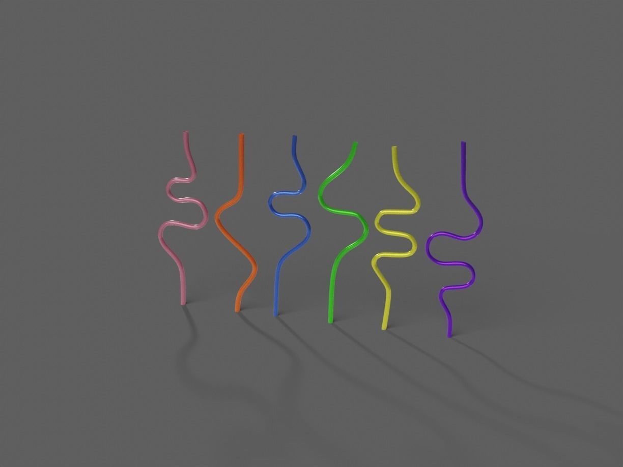 Silly Straws Batch 01 Low-poly 3D model_13