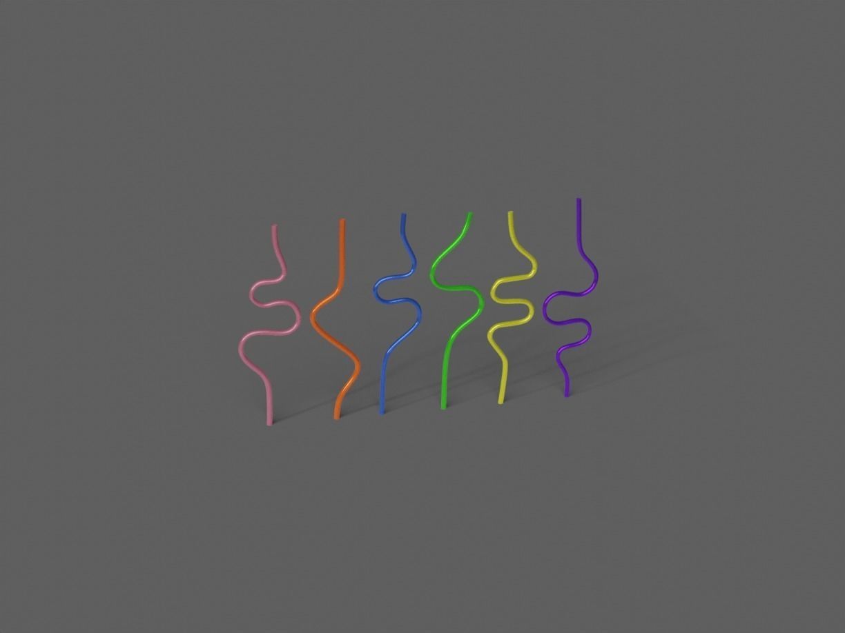 Silly Straws Batch 01 Low-poly 3D model_16