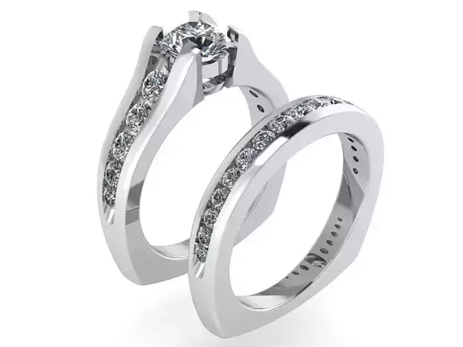 Round Diamond ring with Band 2704 3D print model