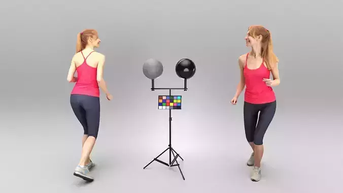 Smiling young woman running 371 Low-poly 3D model