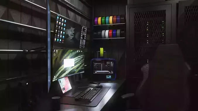 Hacker Hideout Low-poly 3D model