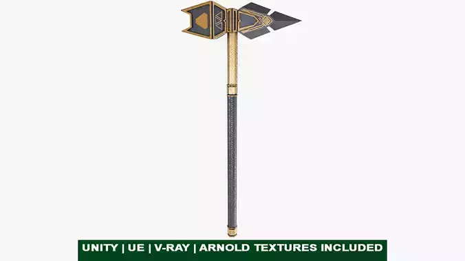 Battle Hammer 04 PBR Unity UE V-Ray Textures Included Low-poly 3D model