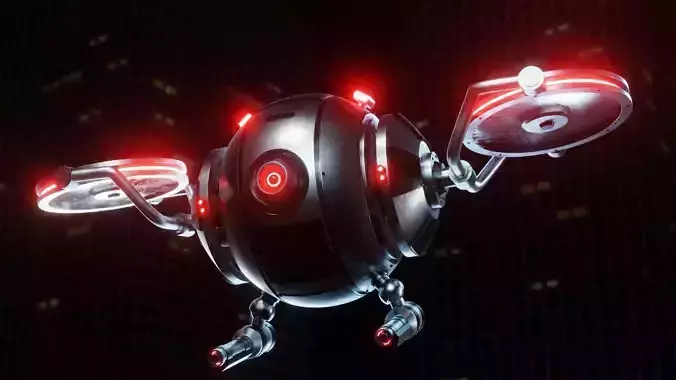 Cybernetic Drone Night Patrol Low-poly 3D model