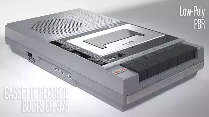 Cassette Recorder Boots CR375 Low-poly 3D model