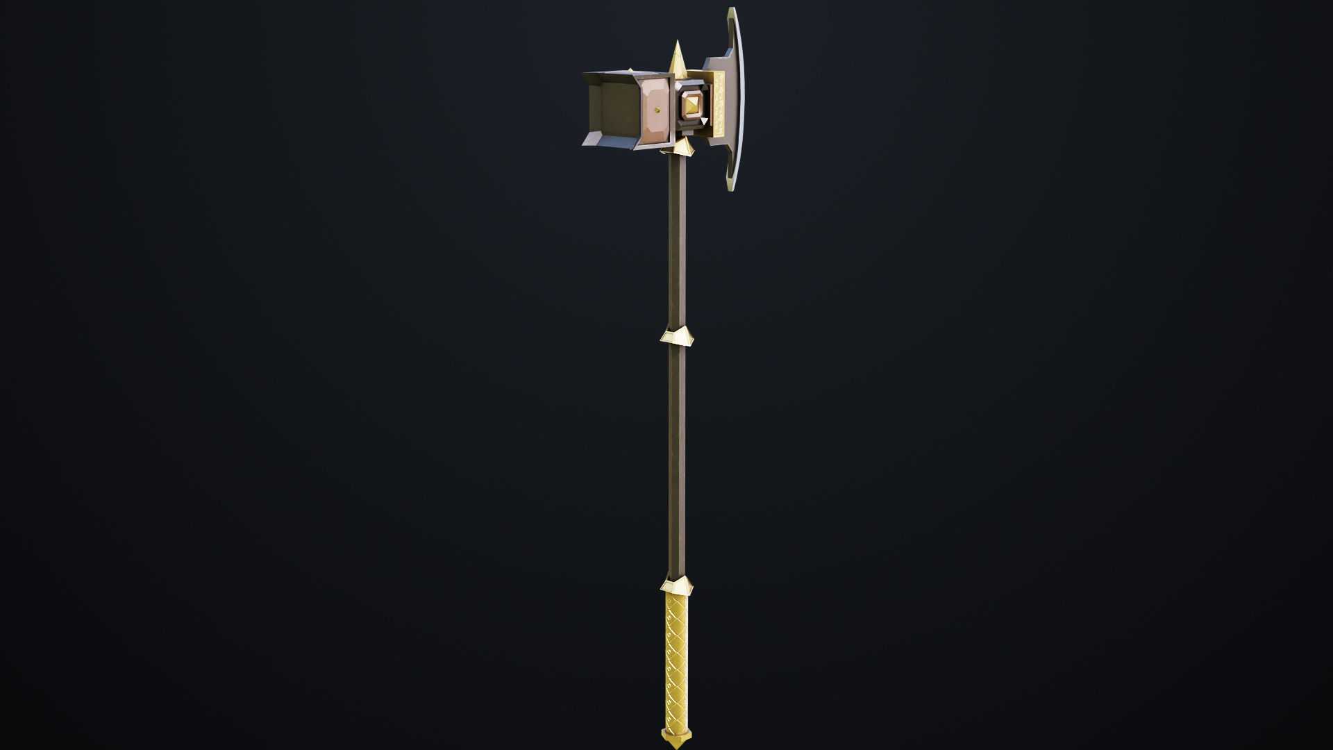 Battle Hammer 07 All PBR Unity UE V-Ray Textures Included Low-poly 3D model_2