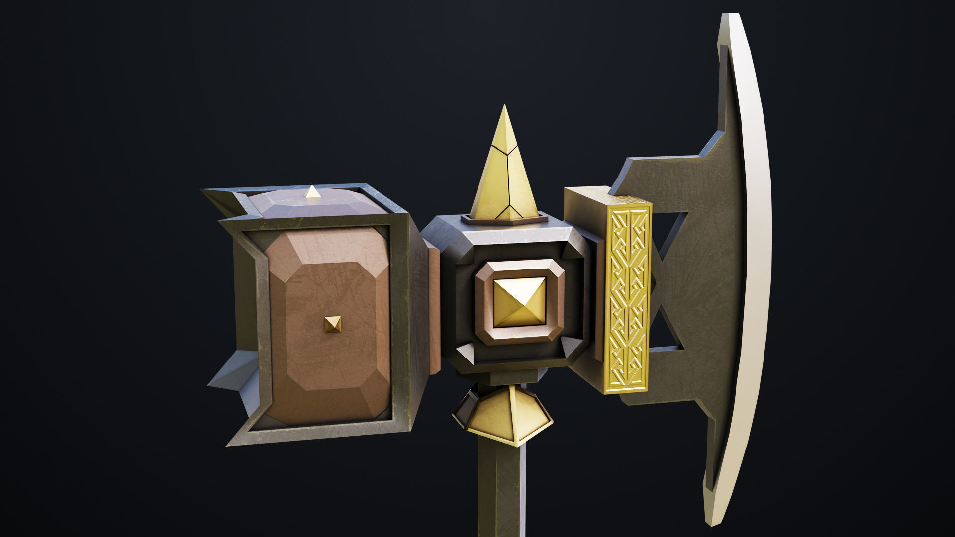 Battle Hammer 07 All PBR Unity UE V-Ray Textures Included Low-poly 3D model_7