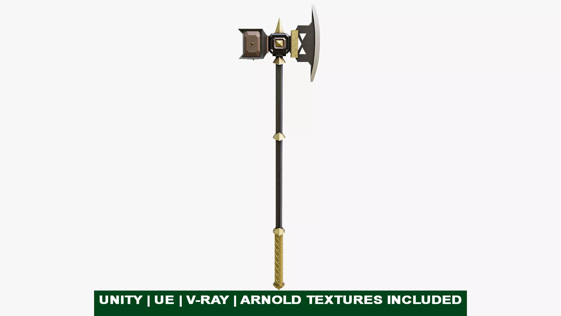 Battle Hammer 07 All PBR Unity UE V-Ray Textures Included Low-poly 3D model_0